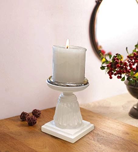 White Square Base Candle Stand view 2